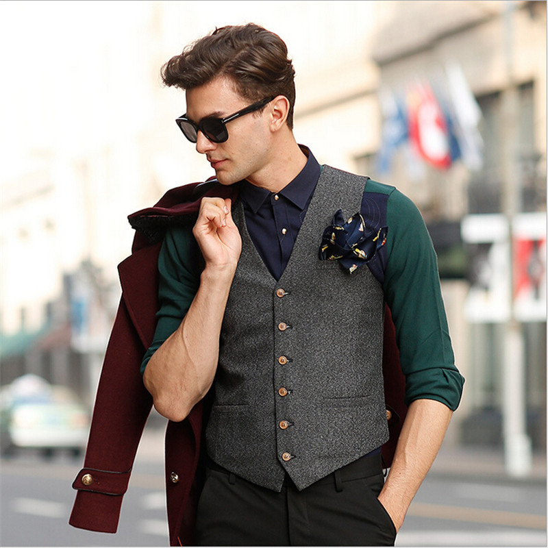 England Men S Suit Vest Business Sleeveless Casual Men S Jackets Waistcoat Tide Autumn And Winter