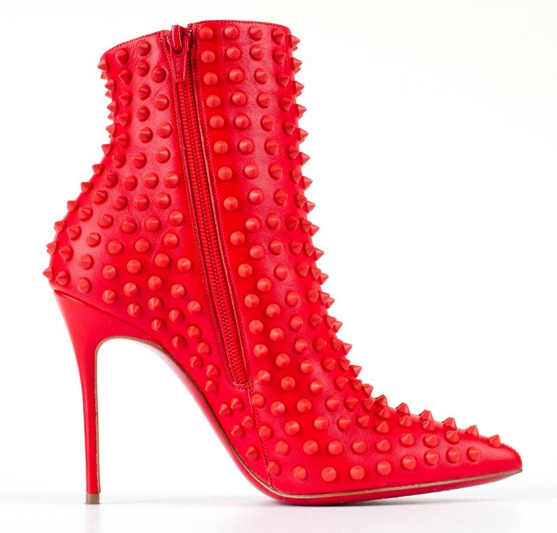 005428 ChristianLouboutinRedSiliconeSpikeHeelsAnkleBoots 4 master