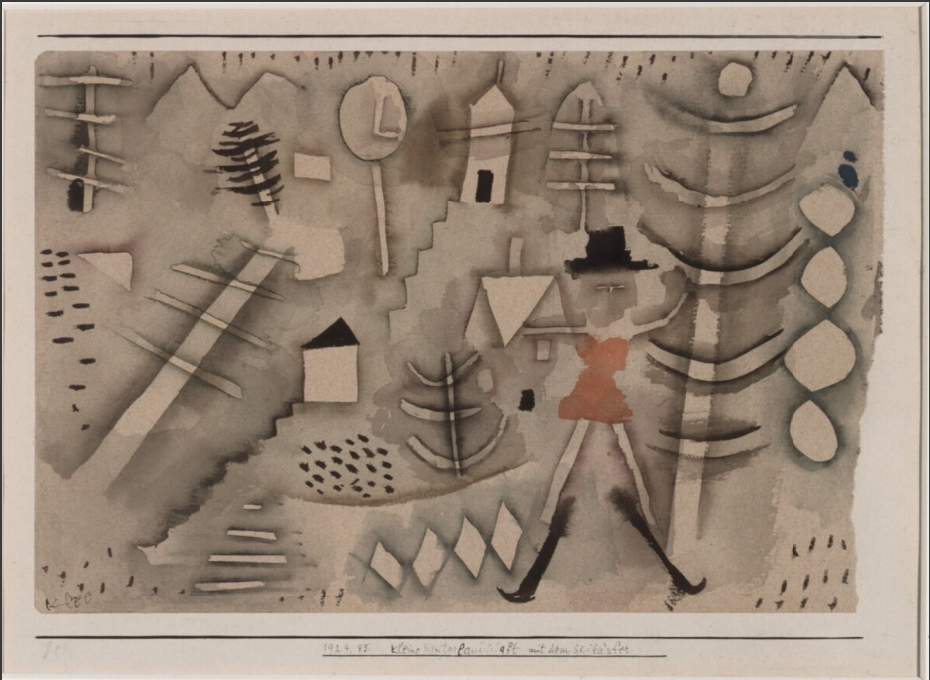 Kleine Winterlandschaft mit dem Skilaufer