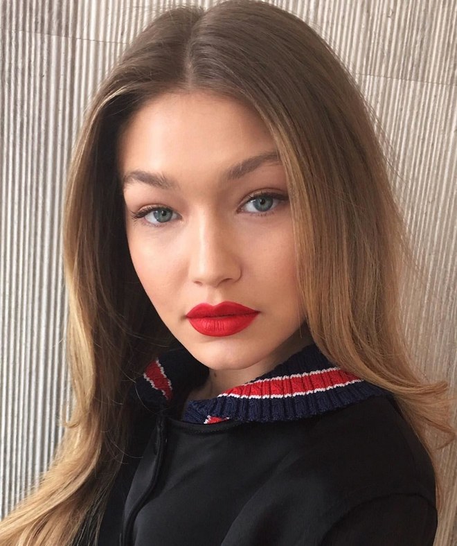 gigi red lips